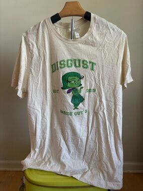 Bella Canvas White Tee with Green 'Disgust' Graphic Worn once